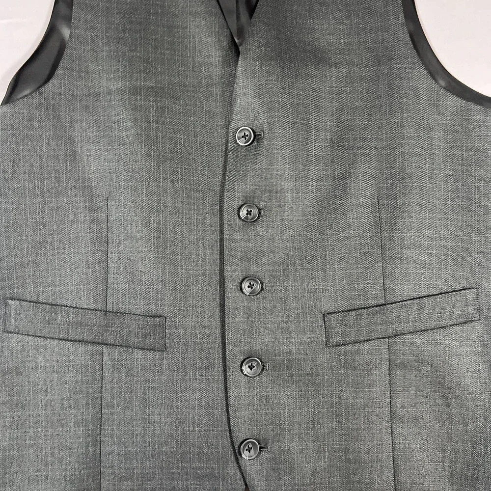 Kenneth Cole Reaction Waistcoat Mens Small Gray Double Vented Fully Lined Formal